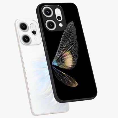 Whispers Of Wings Glass Case displayed in angled mockup highlighting soft feather design with celestial aesthetic style.