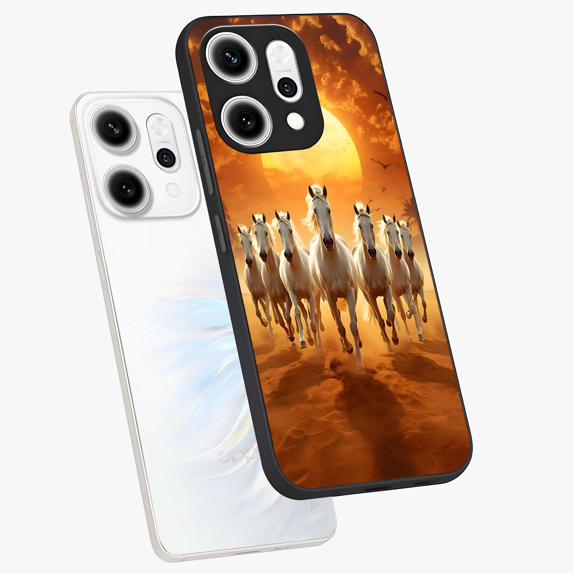 Wild Sunset Majesty Glass Case displayed in angled mockup highlighting vibrant sunset sky design with scenic aesthetic.