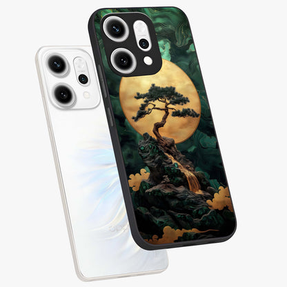 Zen Moon Rise Glass Case displayed in angled mockup highlighting peaceful lunar design with zen aesthetic style.