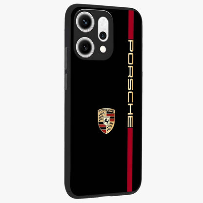 Black Minimal Porsche Glass Case upright view showcasing stylish automotive artwork with bold minimal theme.