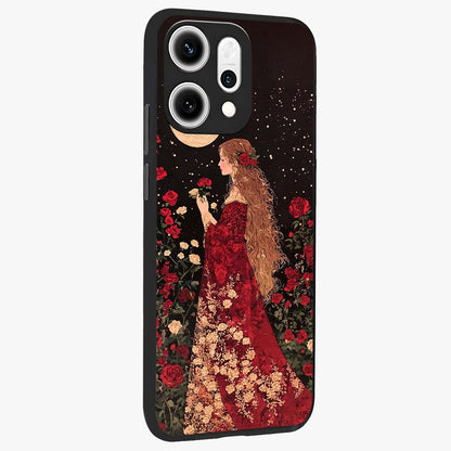 Crimson Dreams Glass Case upright view showcasing dreamy red toned artwork with modern aesthetic style.