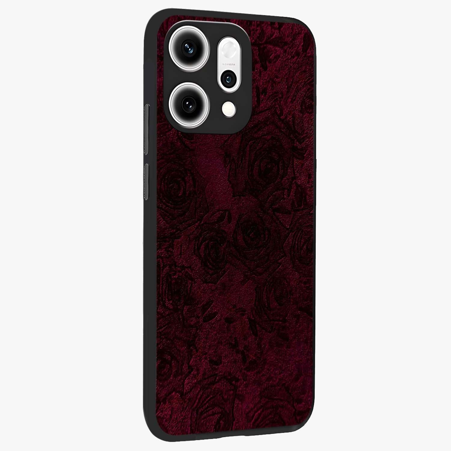 Crimson Fade Flow Glass Case upright view showcasing dynamic crimson flow artwork with stylish abstract theme.