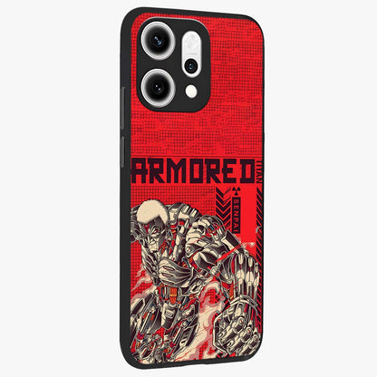 Crimson Mecha Titan Glass Case upright view showcasing dynamic robotic titan design with sci-fi inspired theme.