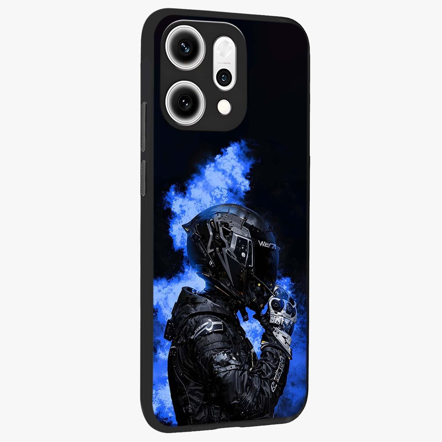Cyber Sentinel Protocol Glass Case upright view showcasing advanced cyber sentinel artwork with futuristic tech theme.