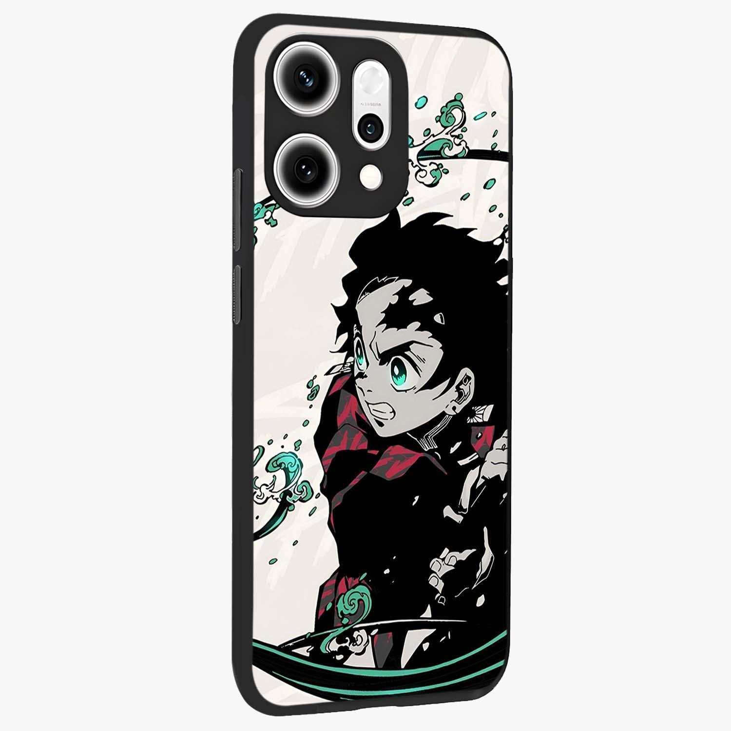 Demon Slayer Glass Case upright view showcasing powerful anime artwork with intense warrior theme.