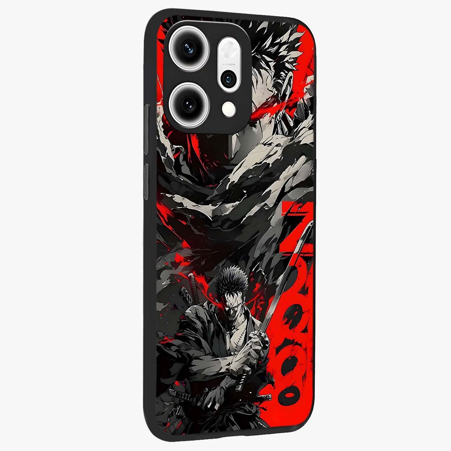 Demon Sword Resolve Glass Case upright view showcasing dramatic warrior artwork with intense battle theme.