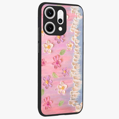 Dreamy Painted Garden Glass Case upright view showcasing vibrant floral garden artwork with artistic nature theme.