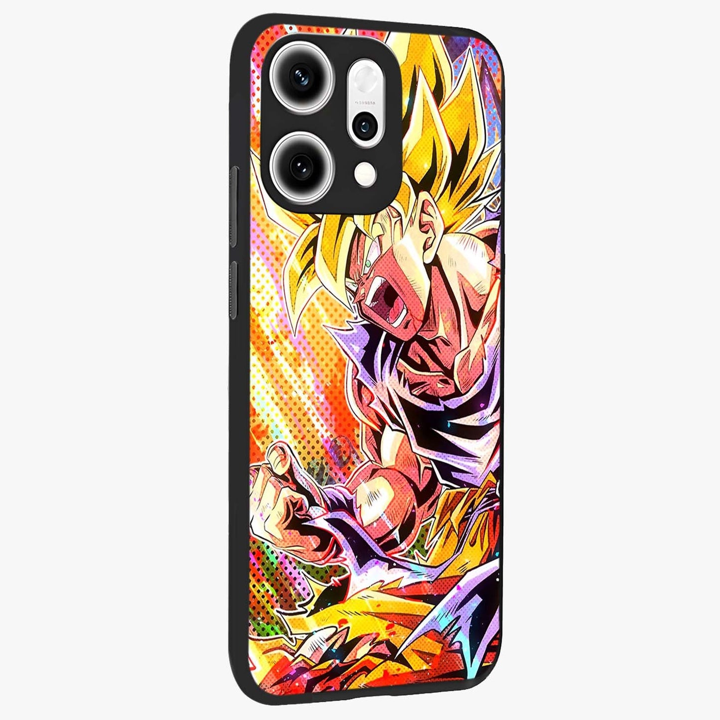 Firing Goku Glass Case upright view showcasing energetic anime artwork with bold warrior theme.