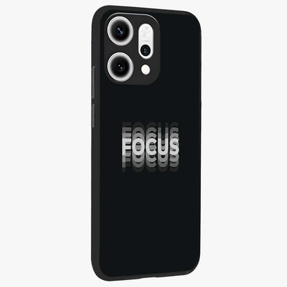 Focus Mode On Glass Case upright view showcasing strong typography statement with sleek motivational theme.