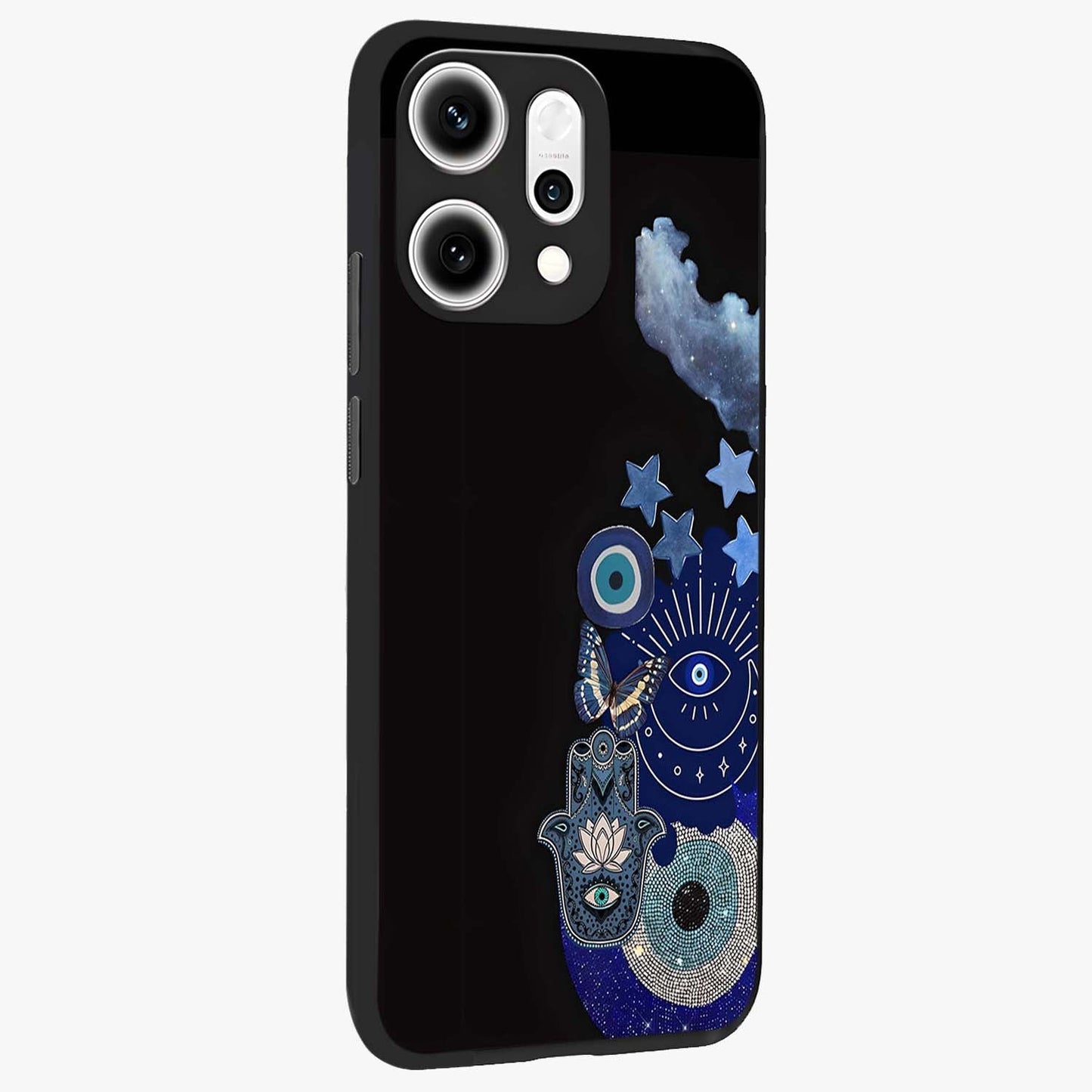Galactic Charm Cluster Glass Case upright view showcasing glowing cosmic charm artwork with magical celestial style.