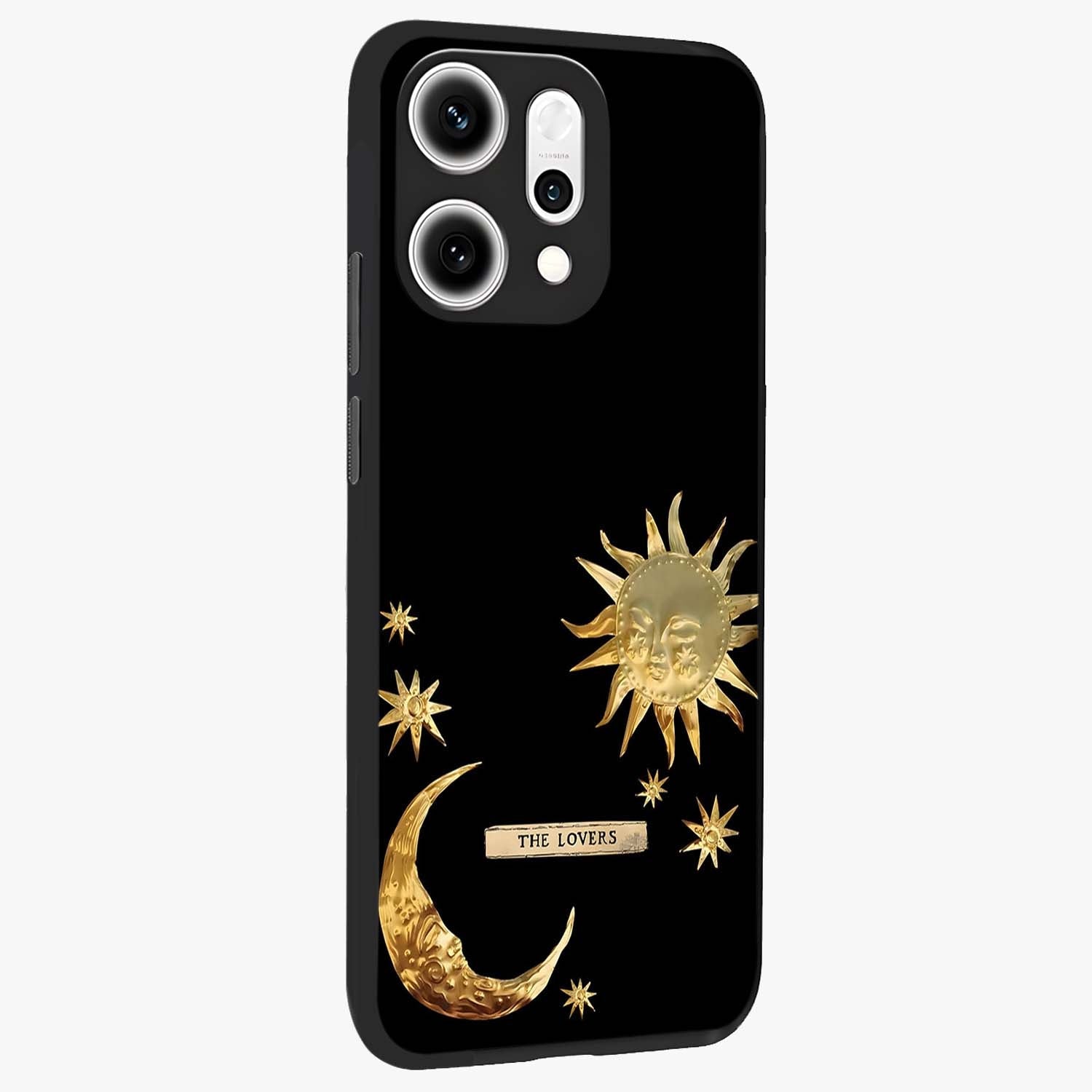 Gold Sun Blush Glass Case upright view showcasing glowing sun artwork with elegant celestial theme.