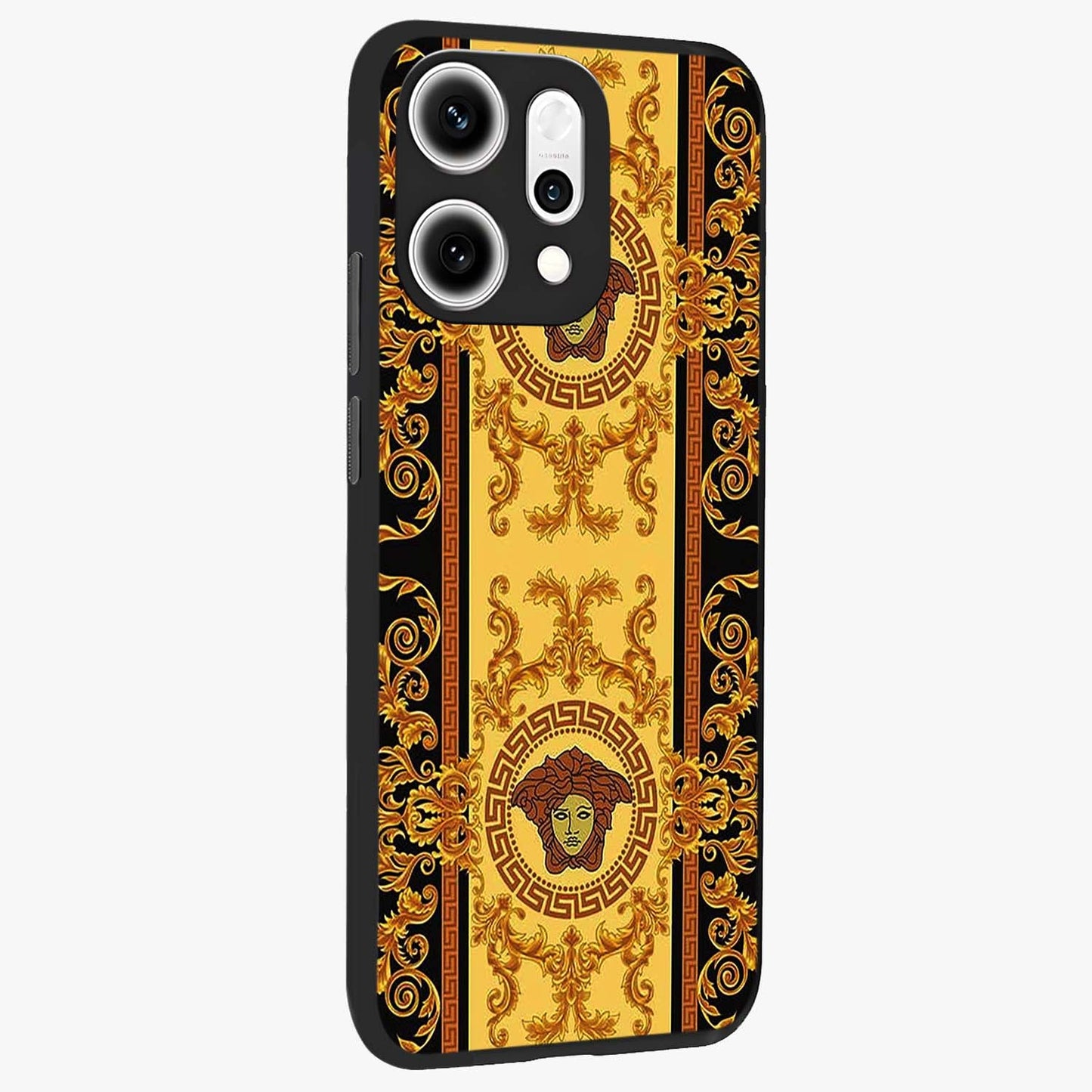 Golden Lotus Glow Glass Case upright view showcasing luminous lotus artwork with peaceful divine theme.