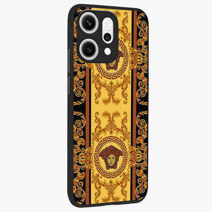 Golden Lotus Glow Glass Case upright view showcasing luminous lotus artwork with peaceful divine theme.