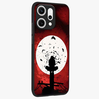 Itachi Limited Edition Naruto Anime Glass Case upright view showcasing intense anime artwork with powerful character theme.