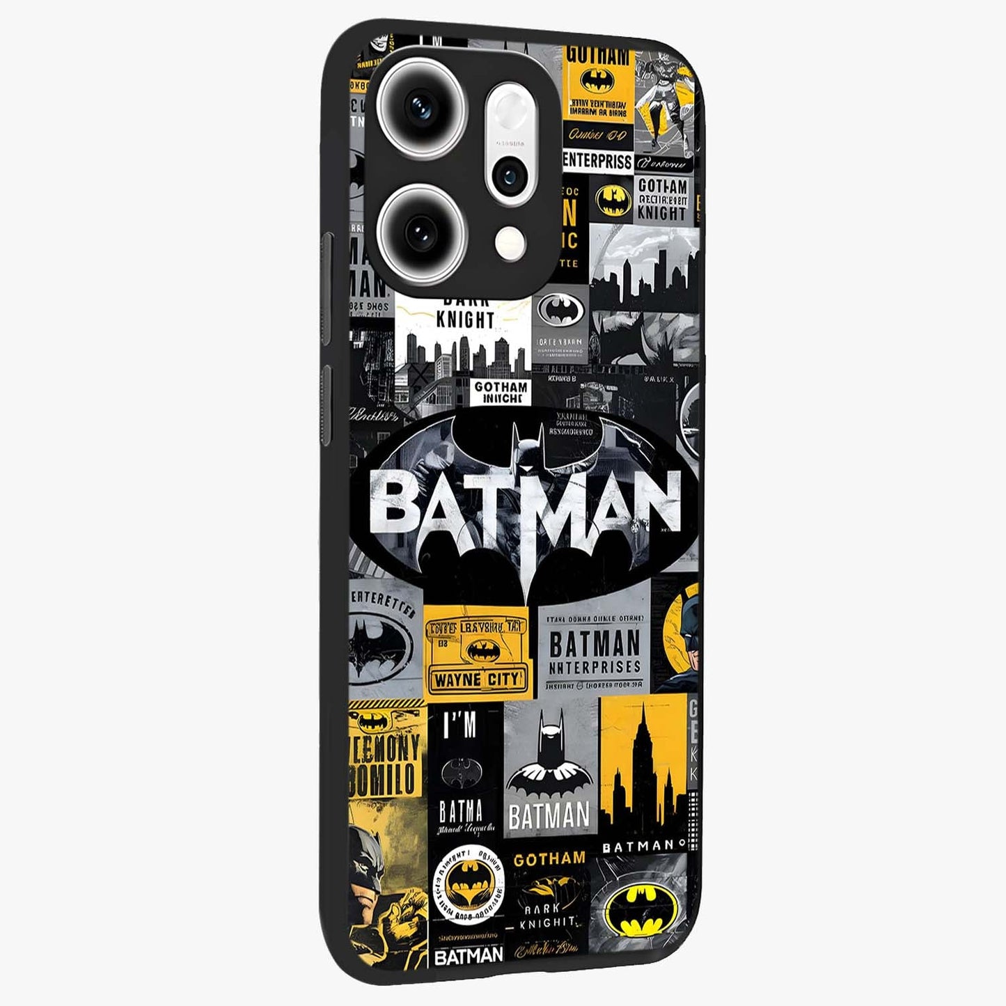 Knight Gotham Rise Glass Case upright view showcasing bold vigilante themed artwork with gothic city vibe.