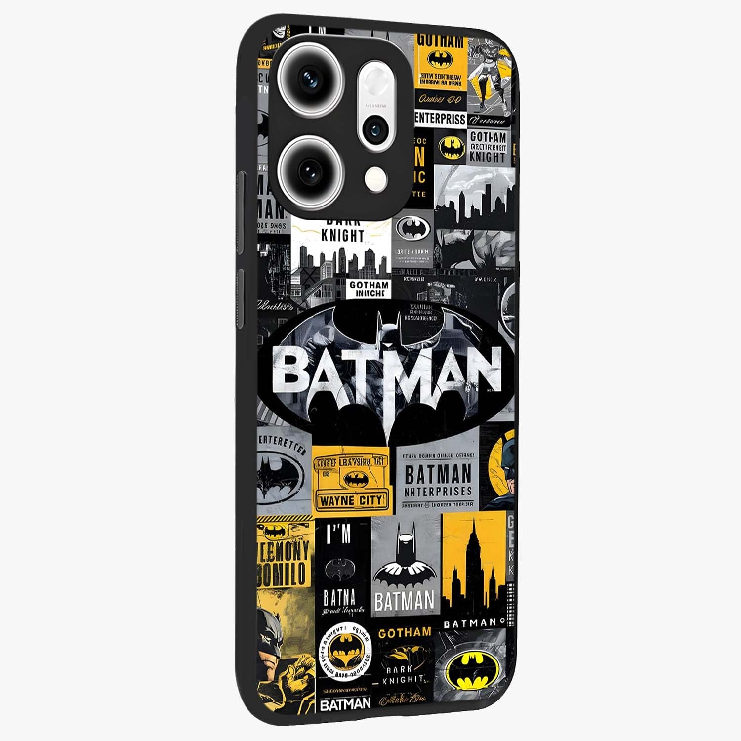 Knight Gotham Rise Glass Case upright view showcasing bold vigilante themed artwork with gothic city vibe.