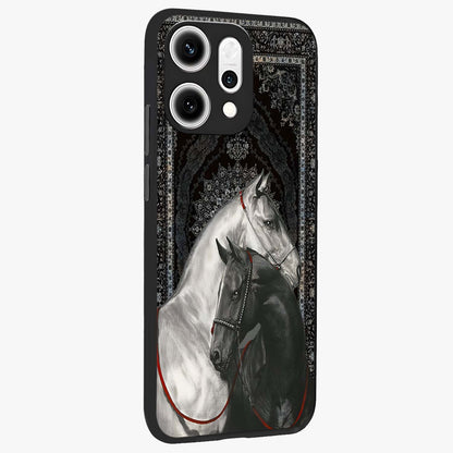 Majestic Ride Legacy Glass Case upright view showcasing dynamic ride inspired artwork with modern automotive theme.