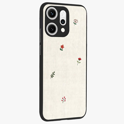 Minimalistic Blue With White Flower Pattern Glass Case upright view showcasing clean white flower artwork with calming blue theme.