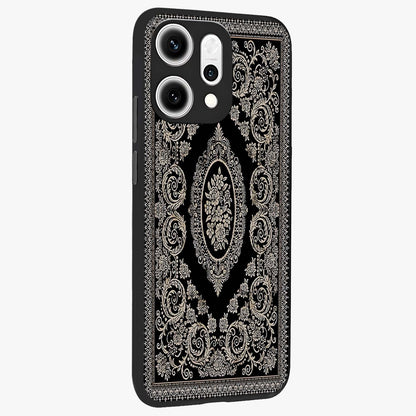 Noir Bloom Elegance Glass Case upright view showcasing graceful floral artwork with luxurious dark theme.