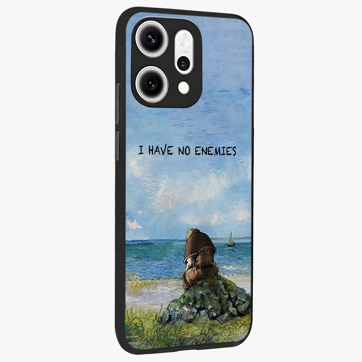 Peace Beyond War Glass Case upright view showcasing powerful peace symbol artwork with inspirational theme.