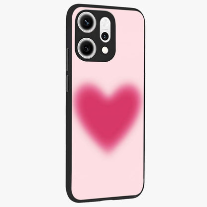 Pink Aura Heart Glass Case upright view showcasing romantic heart artwork with soft pastel theme.