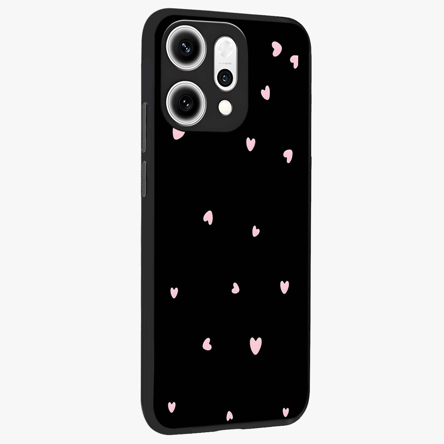 Pink Love Drops Glass Case upright view showcasing charming heart drop artwork with romantic playful theme.