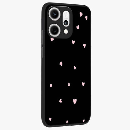Pink Love Drops Glass Case upright view showcasing charming heart drop artwork with romantic playful theme.