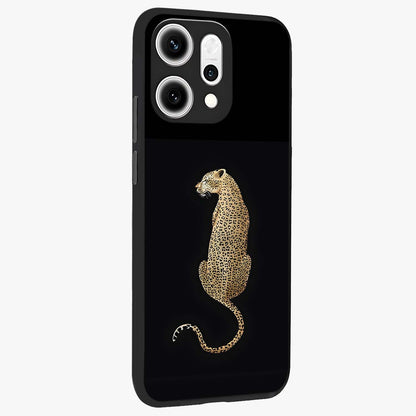Regal Leopard Glass Case upright view showcasing striking leopard artwork with fierce wildlife theme.