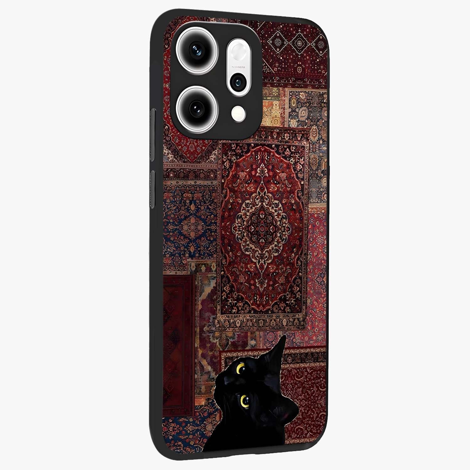 Regal Magic Cat Apple Glass Case upright view showcasing charming cat artwork with playful magical theme.