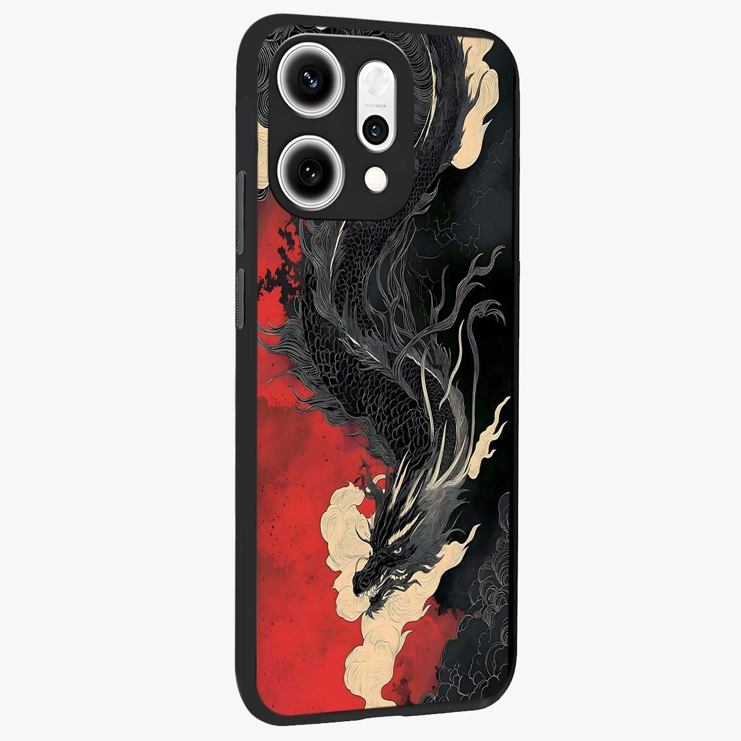 Shadow Dragon Fury Glass Case upright view showcasing intense dragon artwork with dramatic shadow theme.