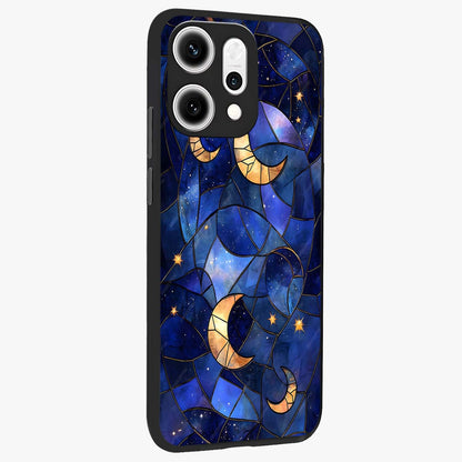 Starlit Sky Tapestry Glass Case upright view showcasing elegant starry sky artwork with cosmic decorative theme.