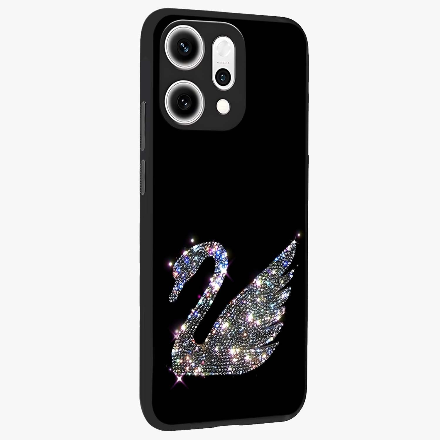Starlit Swan Grace Glass Case upright view showcasing beautiful swan artwork with peaceful night themed design.