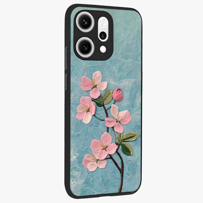 Threaded Blossom Breeze Glass Case upright view showcasing graceful flower artwork with calm botanical theme.