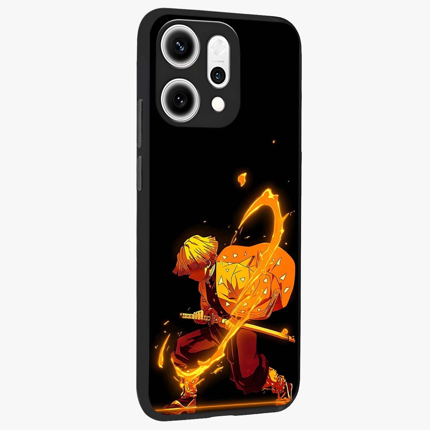 Thunder Flame Execution Glass Case upright view showcasing explosive flame artwork with dynamic action theme.
