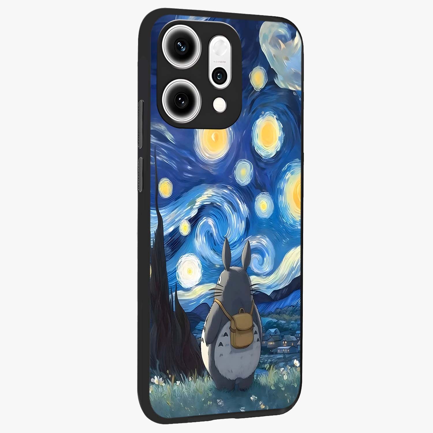 Totoro In Van Gogh Art Glass Case upright view showcasing creative character artwork with painterly artistic theme.