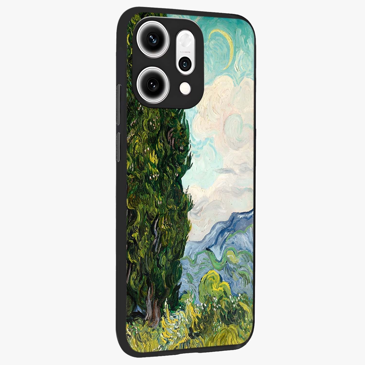 Van Gogh Vintage Art Glass Case upright view showcasing elegant vintage painting artwork with artistic heritage theme.