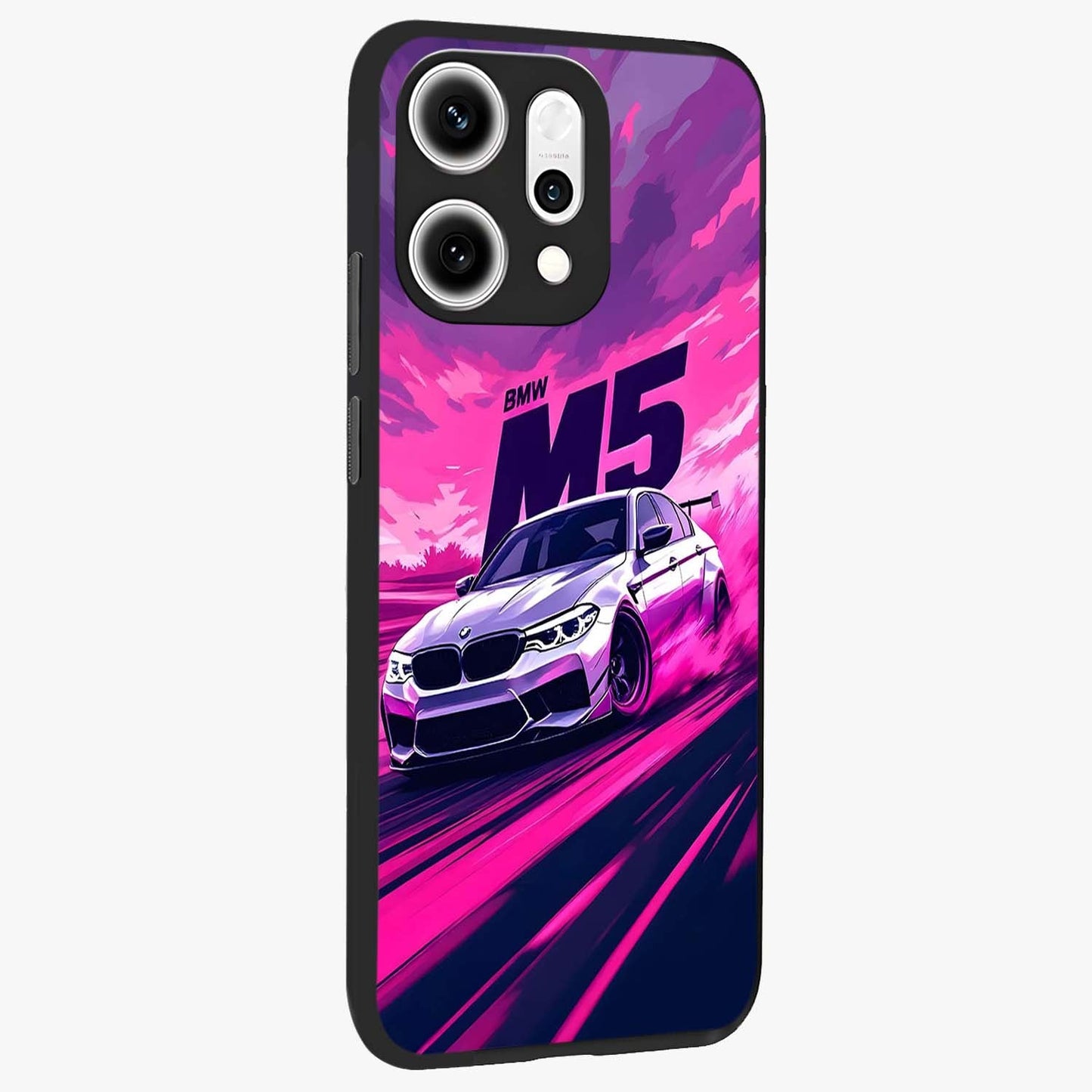 Velocity Drift Pulse Glass Case upright view showcasing powerful racing artwork with energetic motorsport theme.