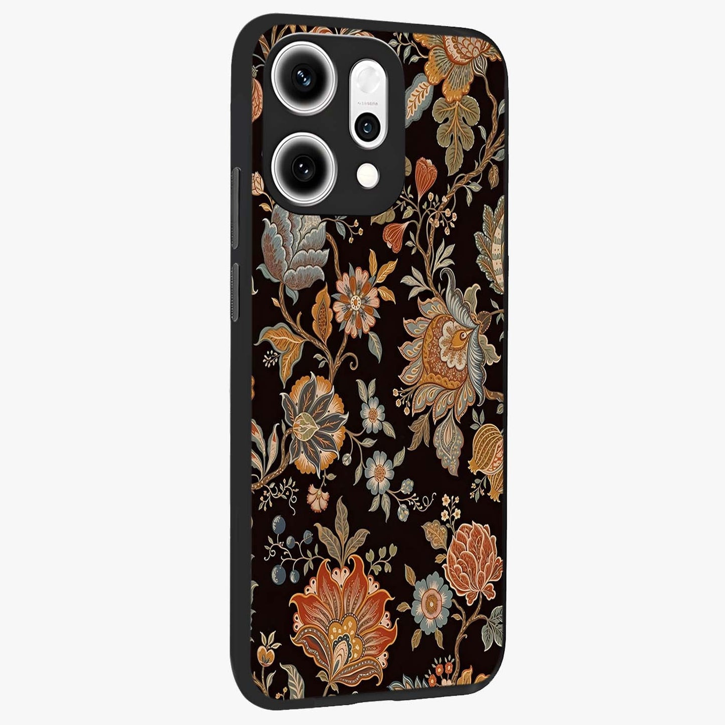 Vintage Floral Dream Glass Case upright view showcasing delicate floral artwork with timeless vintage theme.