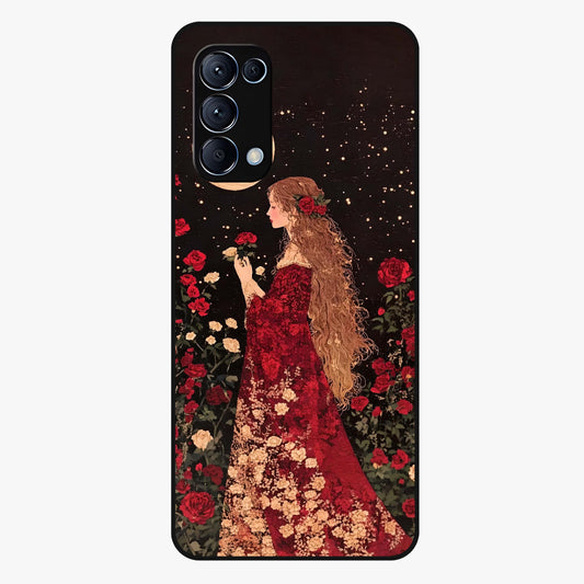Crimson Dreams Glass Case showing flat back view with dreamy crimson artwork and glossy glass finish.