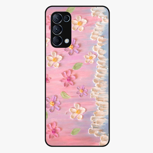 Dreamy Painted Garden Glass Case showing flat back view with artistic painted floral garden artwork and glossy glass finish.