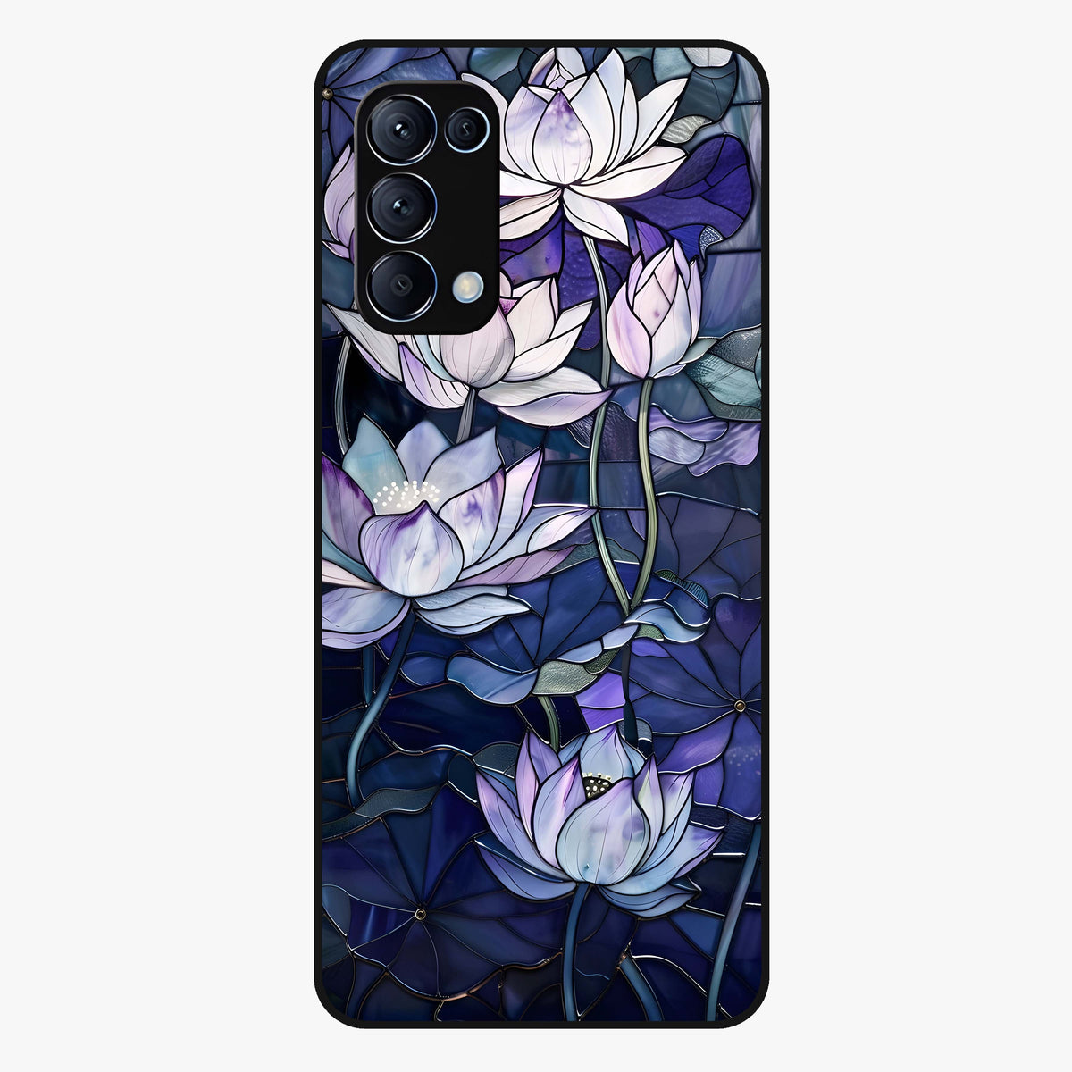 Gloss Petal Rush Glass Case showing flat back view with glossy flower petal artwork and smooth glass finish.