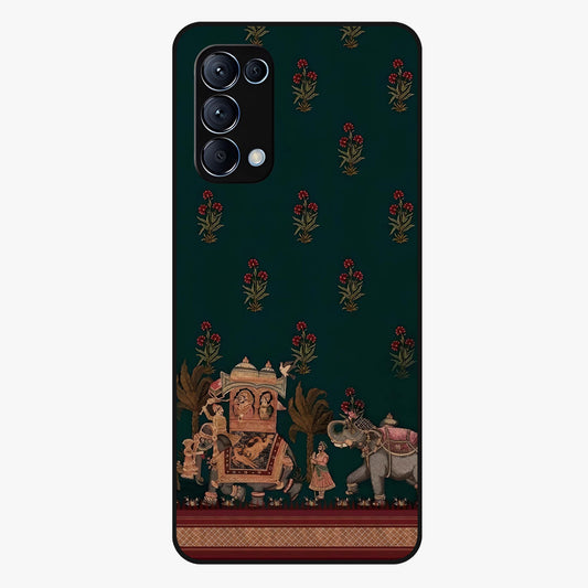 Macmerise Glass Case showing flat back view with stylish modern artwork and glossy glass finish.
