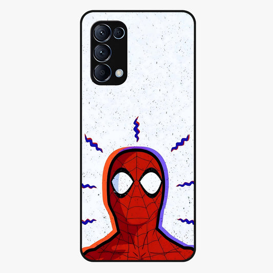 Omg Spiderman Glass Case showing flat back view with bold superhero inspired artwork and glossy glass finish.