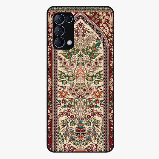 Persian Inspired Glass Case showing flat back view with ornate Persian style pattern artwork and glossy glass finish.