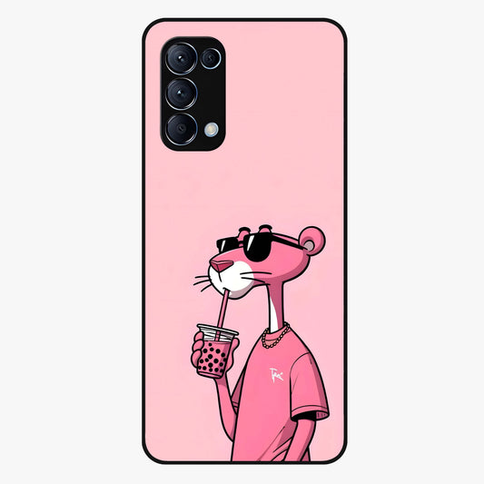 Pink Panther Glass Case showing flat back view with iconic pink panther artwork and glossy glass finish.