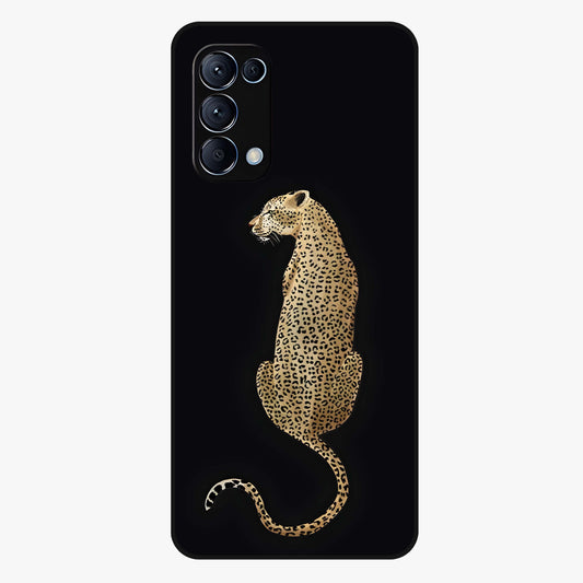 Regal Leopard Glass Case showing flat back view with bold leopard artwork and glossy glass finish.