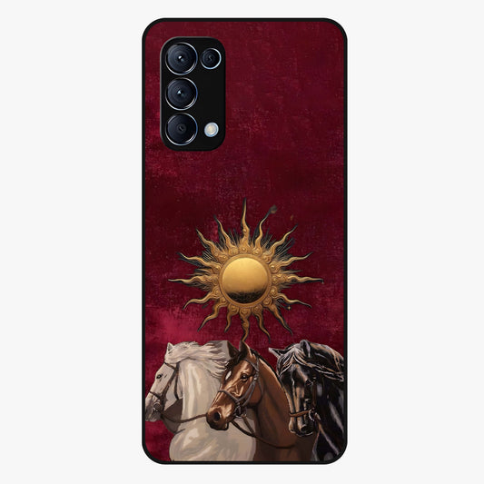 Solar Riders Glass Case showing flat back view with dynamic rider themed artwork and glossy glass finish.