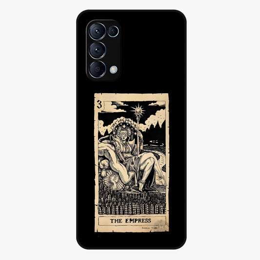 The Empress Glass Case showing flat back view with regal feminine artwork and glossy glass finish.