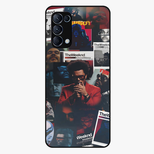 The Weeknd Glass Case showing flat back view with music inspired artistic portrait artwork and glossy glass finish.