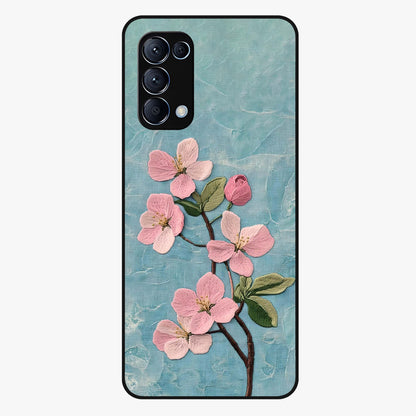 Threaded Blossom Breeze Glass Case showing flat back view with delicate blossom artwork and glossy glass finish.